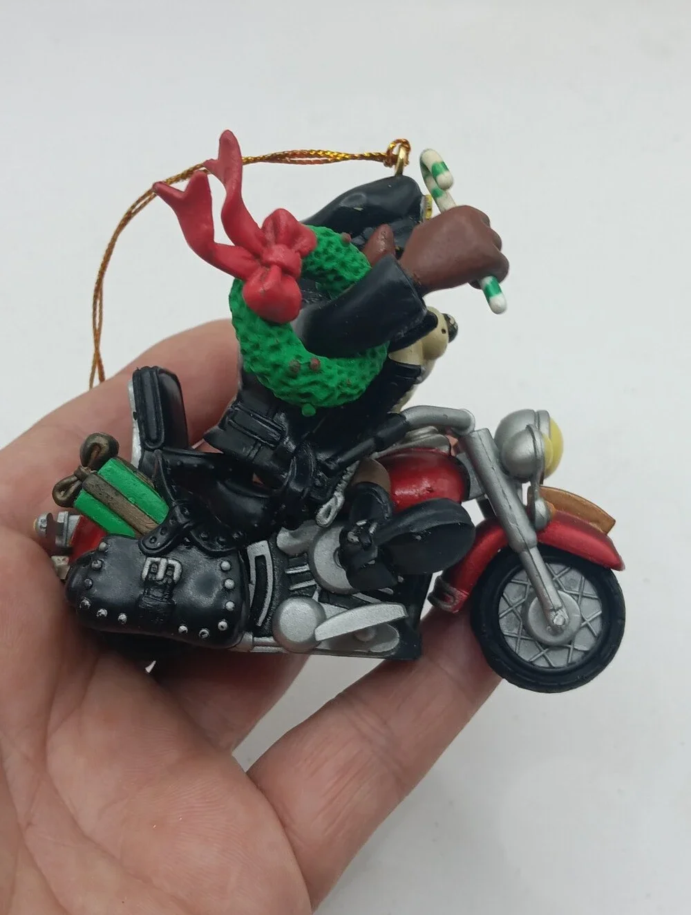 Vintage Looney Tunes Christmas Taz Tasmanian Devil On Motorcycle Ornament